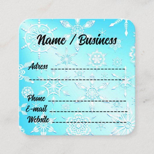 Crystal Snowflakes Pattern Vierkante Visitekaartje (Voorkant)
