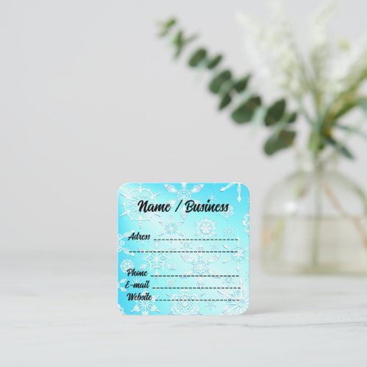 Crystal Snowflakes Pattern Vierkante Visitekaartje (Staand voorkant)