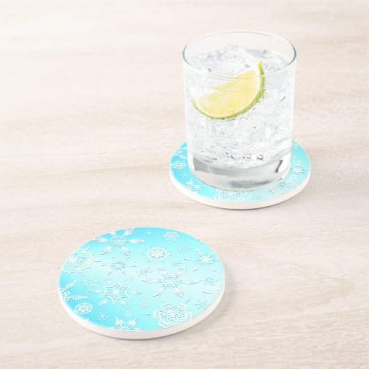 Crystal Snowflakes Pattern Zandsteen Onderzetter (Zijkant)