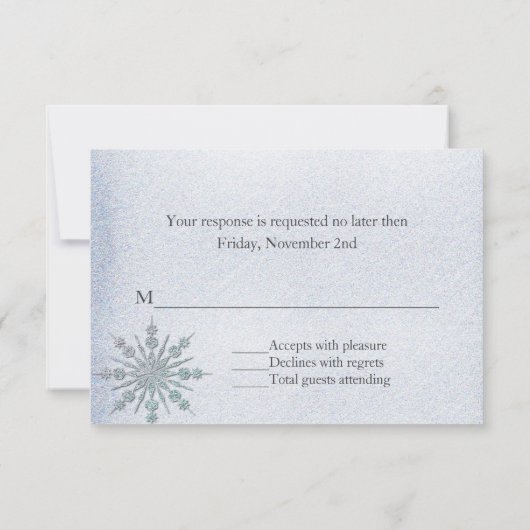 Crystal Snowflakes Winter Wedding RSVP (Achterkant)