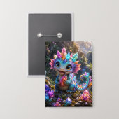 Crystal Sprout – Schattige Kristallen Draak Fantas Button (Voorkant / Achterkant)