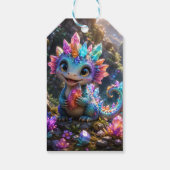 Crystal Sprout – Schattige Kristallen Draak Fantas Cadeaulabel (Achterkant)