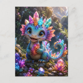 Crystal Sprout – Schattige Kristallen Draak Fantas Feestdagenkaart