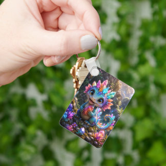 Crystal Sprout – Schattige Kristallen Draak Fantas Sleutelhanger