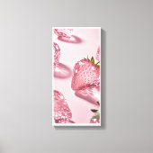 Crystal Strawberry – Sparkling Fruit Art Canvas Afdruk (Voorkant)