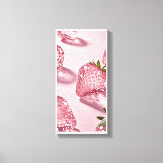 Crystal Strawberry – Sparkling Fruit Art Canvas Afdruk (Voorkant)