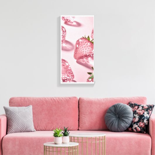 Crystal Strawberry – Sparkling Fruit Art Canvas Afdruk (Insitu (Woonkamer))