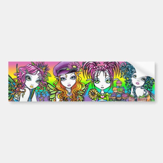 Crystal Sunny Daisy & Buttercup Rainbow Fairies Bumpersticker (Voorkant)