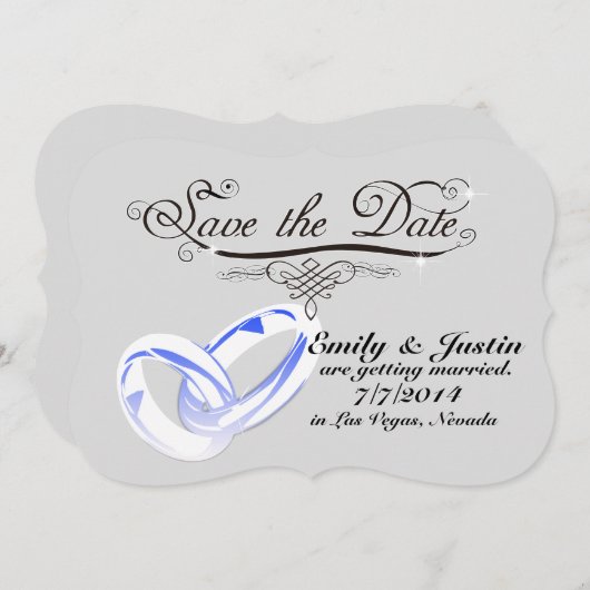 CRYSTAL TROUW RING SAVE THE DATE KAARTEN (Voorkant / Achterkant)