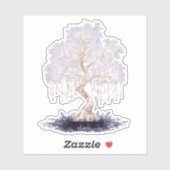 Crystal vinyl sticker of a golden galaxy tree (Vel)