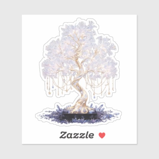 Crystal vinyl sticker of a golden galaxy tree (Vel)