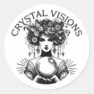 Crystal Visions Mystical Woman  T-shirt   B Ronde Sticker