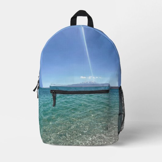 Crystal Water Uitzicht Blue Sky Beach Vibe Vreedza Bedrukte Rugzak (Voorkant)
