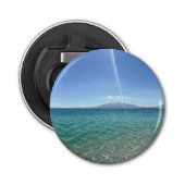 Crystal Water Uitzicht Blue Sky Beach Vibe Vreedza Button Flesopener (Voorkant)