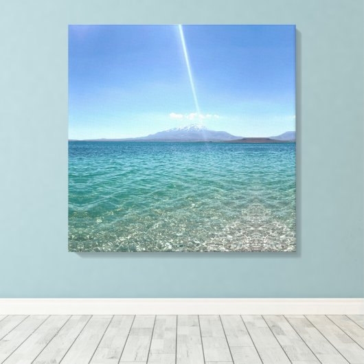 Crystal Water Uitzicht Blue Sky Beach Vibe Vreedza Canvas Afdruk (Insitu (Houten vloer))