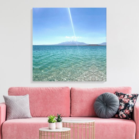 Crystal Water Uitzicht Blue Sky Beach Vibe Vreedza Canvas Afdruk (Insitu (Woonkamer))