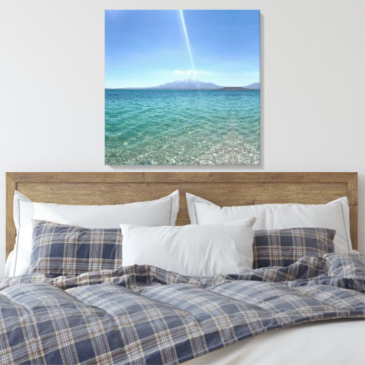 Crystal Water Uitzicht Blue Sky Beach Vibe Vreedza Canvas Afdruk (Insitu (Slaapkamer))