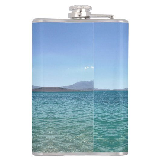 Crystal Water Uitzicht Blue Sky Beach Vibe Vreedza Heupfles (Achterkant)