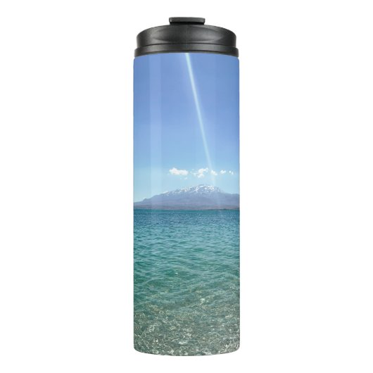 Crystal Water Uitzicht Blue Sky Beach Vibe Vreedza Thermosbeker (Voorkant)