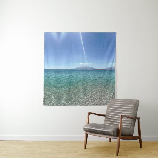 Crystal Water Uitzicht Blue Sky Beach Vibe Vreedza Wandkleed (In situ)