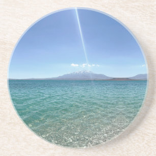 Crystal Water Uitzicht Blue Sky Beach Vibe Vreedza Zandsteen Onderzetter