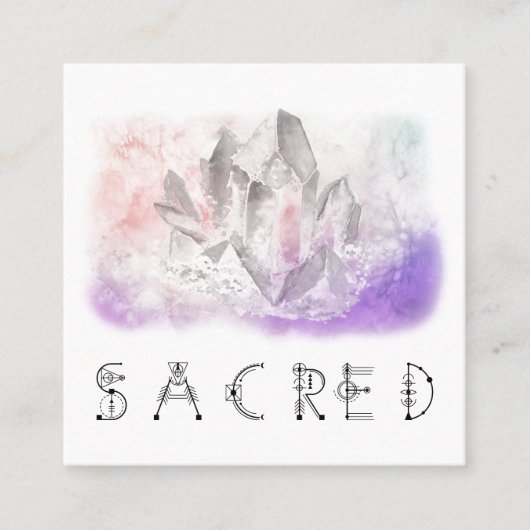** Crystal Waterverf Sacred Healing Arts Vierkante Visitekaartje (Voorkant)