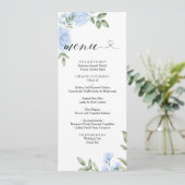 CRYSTAL Wedding Menu / Blue Roos Waterverf Floral (Staand voorkant)