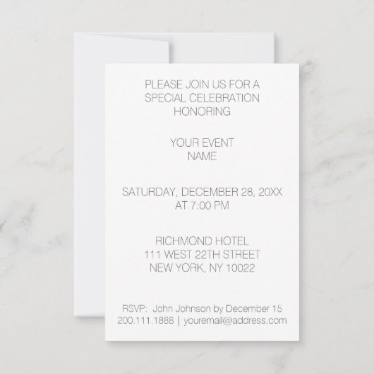 Crystal White Swarovski Club Party Vip Uitnodiging (Achterkant)