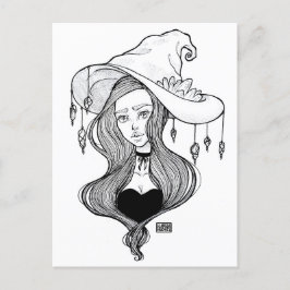 Crystal Witch Inktober Art Print op Briefkaart