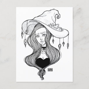 Crystal Witch Inktober Art Print op Briefkaart