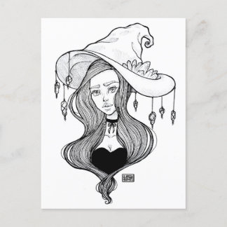 Crystal Witch Inktober Art Print op Briefkaart
