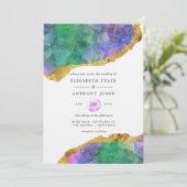 Crystallic Agate Jewel Wedding Kaart (Staand voorkant)