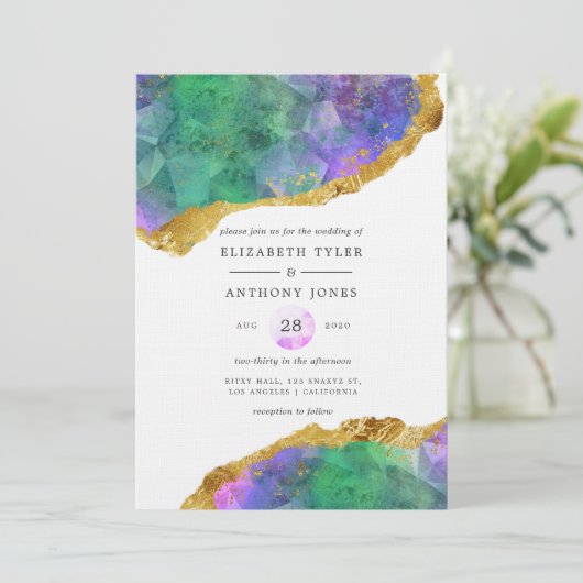 Crystallic Agate Jewel Wedding Kaart (Staand voorkant)