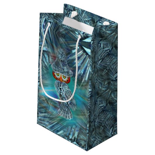 Crystallied Winter Mode Owl Gift Bag Klein Cadeauzakje (Achterkant Gekanteld)