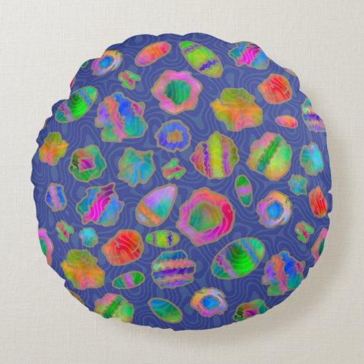 Crystalline Riverbed Winter Blue Rond Kussen (Voorkant)