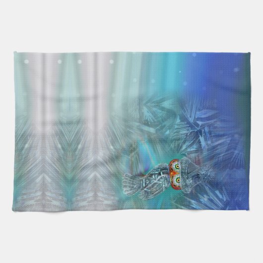 Crystallized Winter Mode Owl Kitchen Towel Theedoek (Horizontaal)