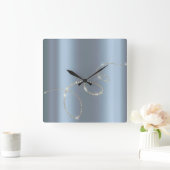 Crystals Blue Infinity Gold. Elegant Minimali Vierkante Klok (Huis)