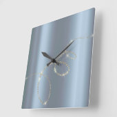 Crystals Blue Infinity Gold. Elegant Minimali Vierkante Klok (Hoek)
