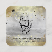 *~* Crystals Boho Hand Snake Moon Magic Gray  Vierkante Visitekaartje (Voorkant)