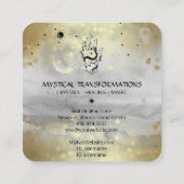 *~* Crystals Boho Hand Snake Moon Magic Gray  Vierkante Visitekaartje (Achterkant)