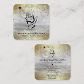*~* Crystals Boho Hand Snake Moon Magic Gray  Vierkante Visitekaartje (Voorkant / Achterkant)