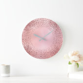 Crystals Confetti Glitter Rose Pink Glass Glam Grote Klok (Huis)