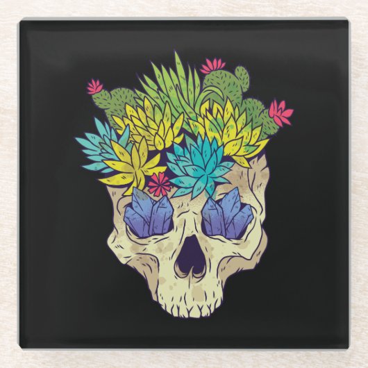 Crystals en Succulenten Glazen Onderzetter (Voorkant)