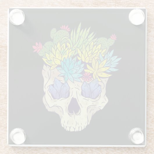 Crystals en Succulenten Glazen Onderzetter (Achterkant)