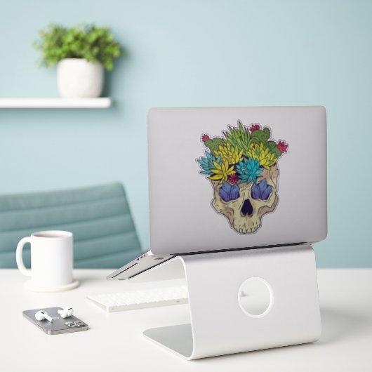 Crystals en Succulenten Sticker (Laptop op bureau)