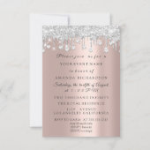 Crystals Glitter Silver Grey Roos Bridal Birthday Kaart (Voorkant)