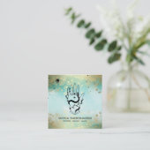 *~* Crystals Hand Snake Moon Magic Boho Blauwgroen Vierkante Visitekaartje (Staand voorkant)