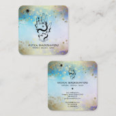 *~* Crystals Hand Snake Moon Magic Boho Blue Vierkante Visitekaartje (Voorkant / Achterkant)