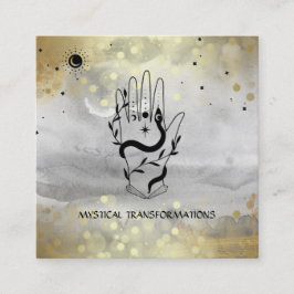 *~* Crystals Hand Snake Moon Magic Boho Gray Vierkante Visitekaartje
