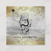 *~* Crystals Hand Snake Moon Magic Boho Gray Vierkante Visitekaartje (Voorkant)